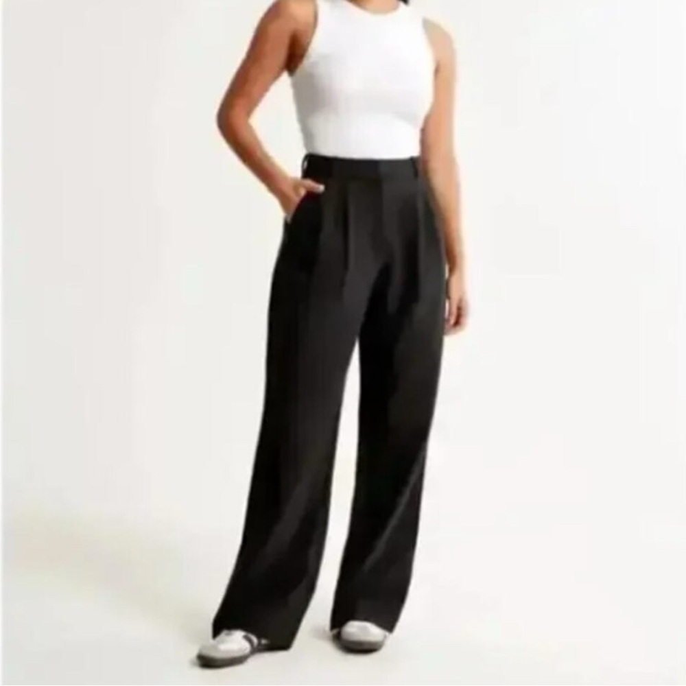 ABERCROMBIE & FITCH Sloane Tailored Wide Leg Pant Black 27/4